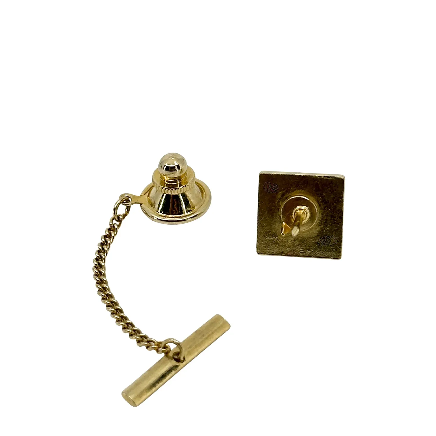 Square Textured Japanese Saltwater Akoya Cultured Pearl Vintage Tie Tac- Gold Filled