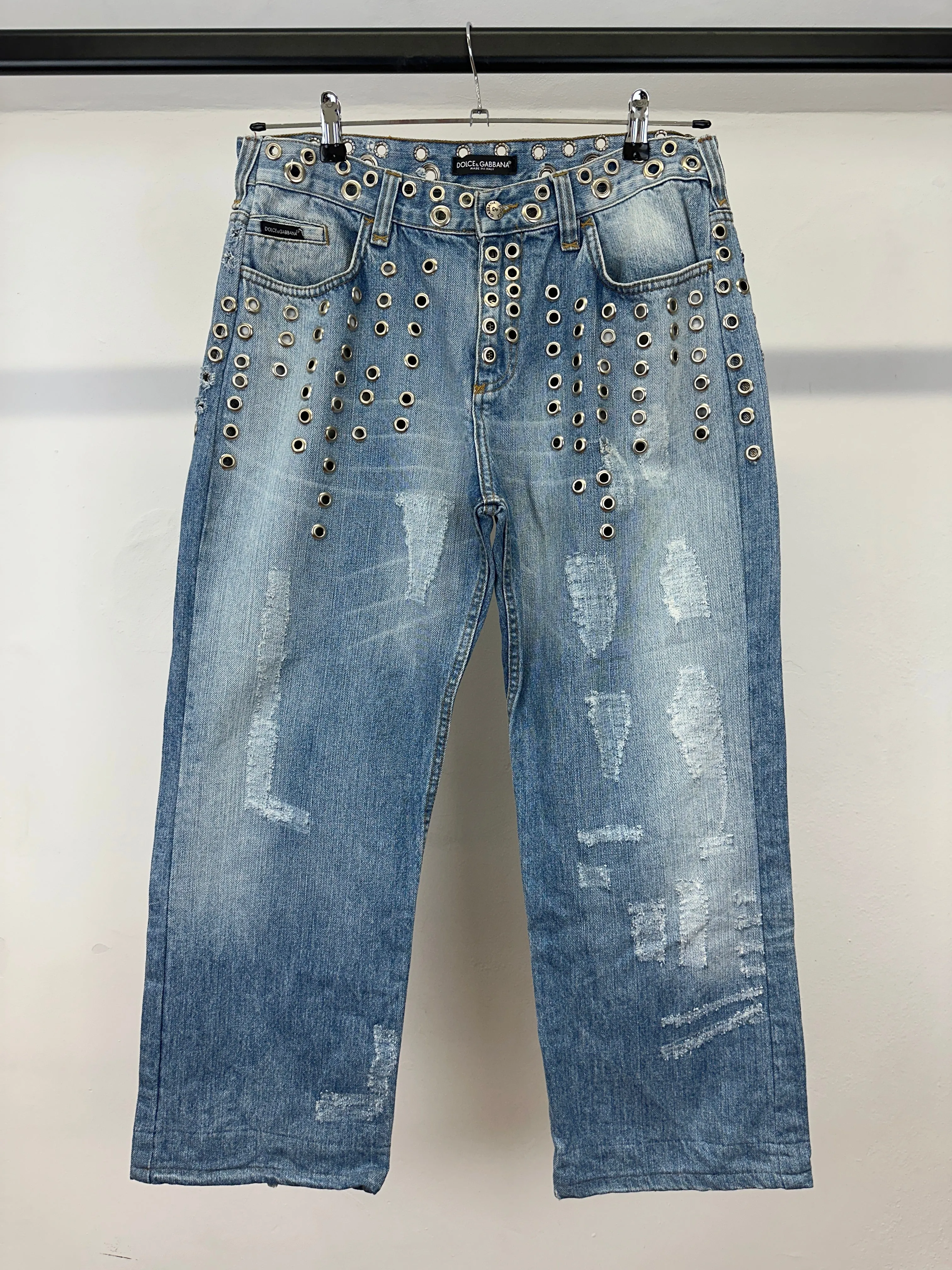 S/S2006 Dolce & Gabbana eyelets studded jeans