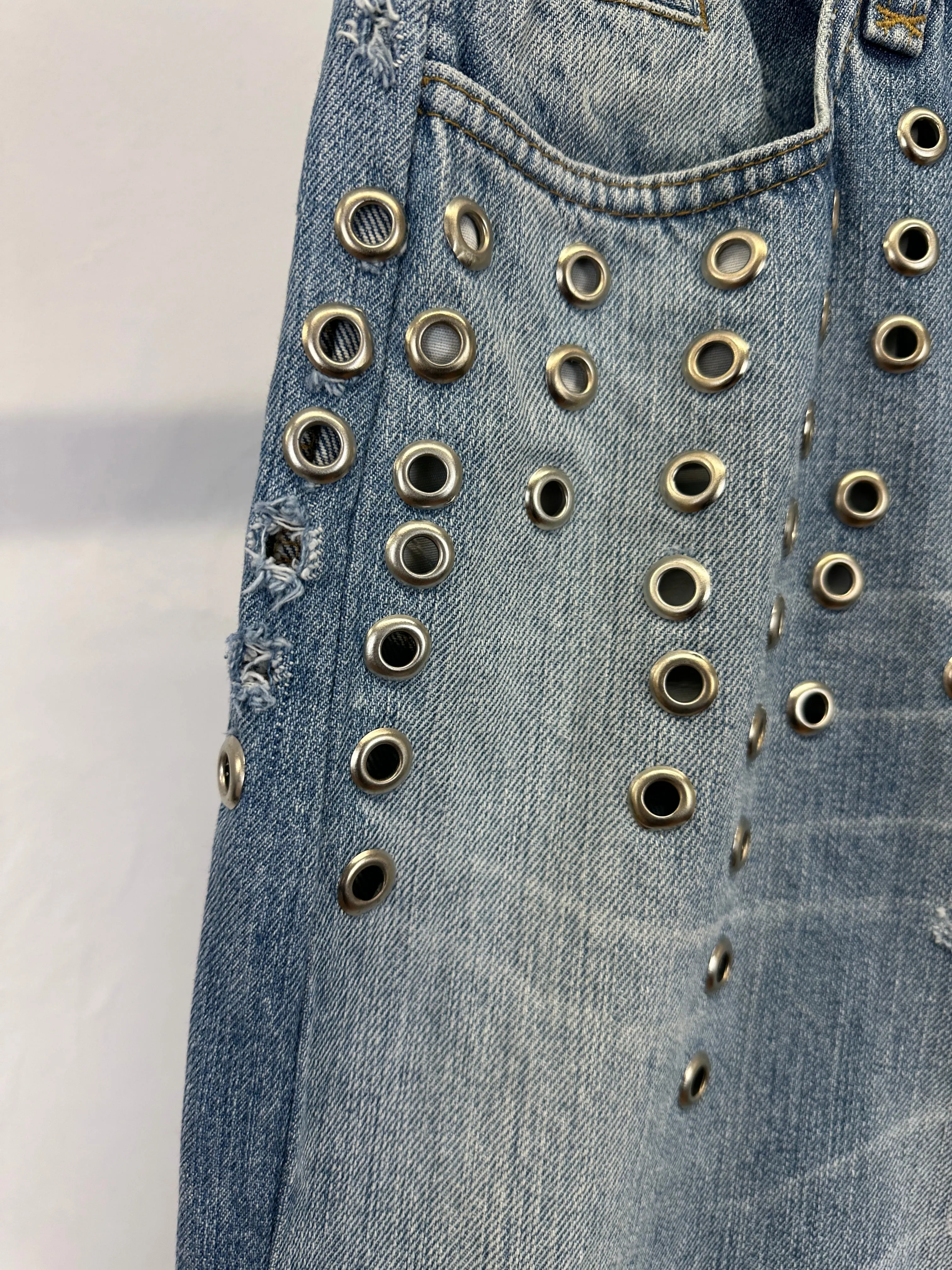 S/S2006 Dolce & Gabbana eyelets studded jeans