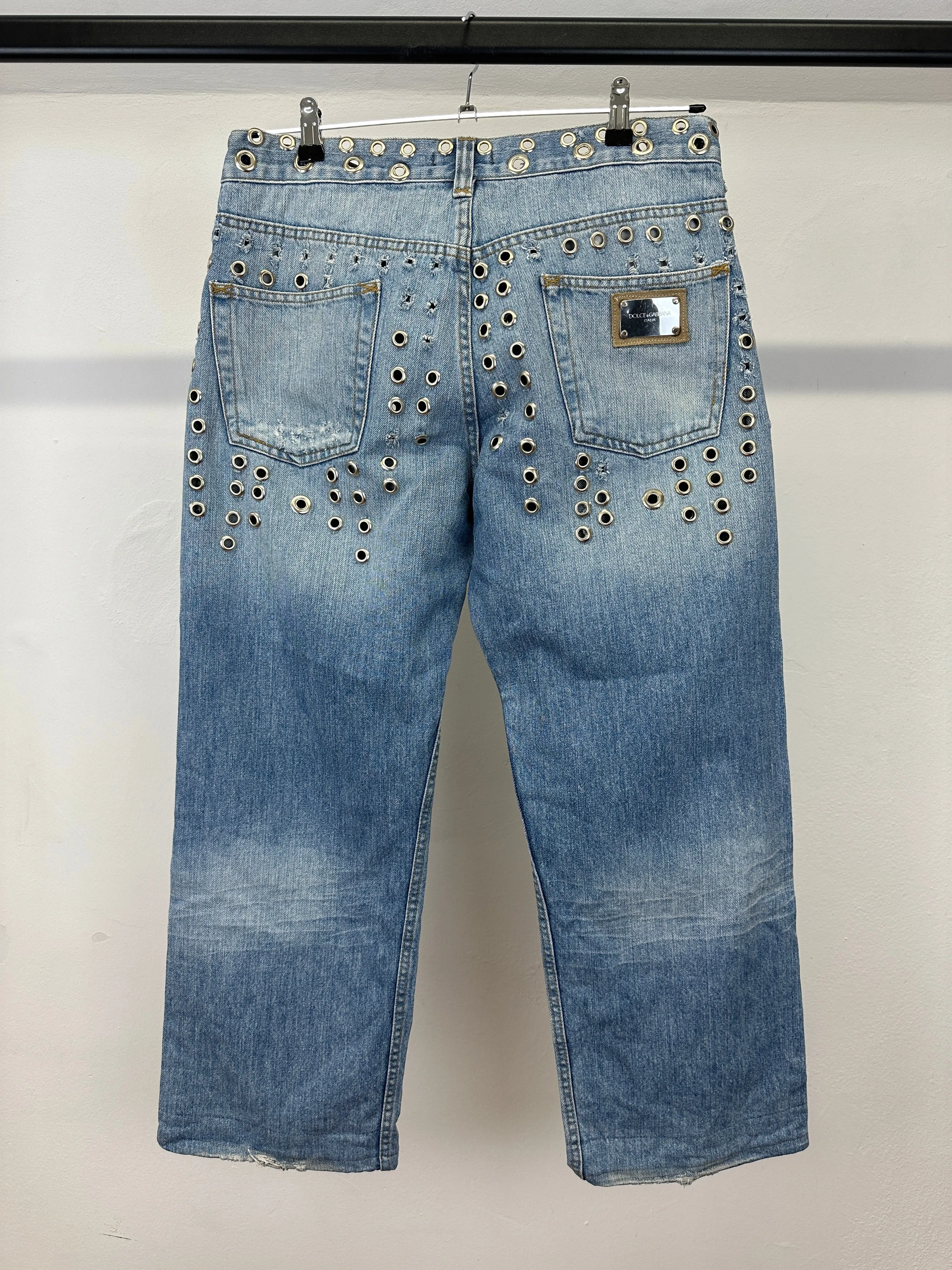 S/S2006 Dolce & Gabbana eyelets studded jeans