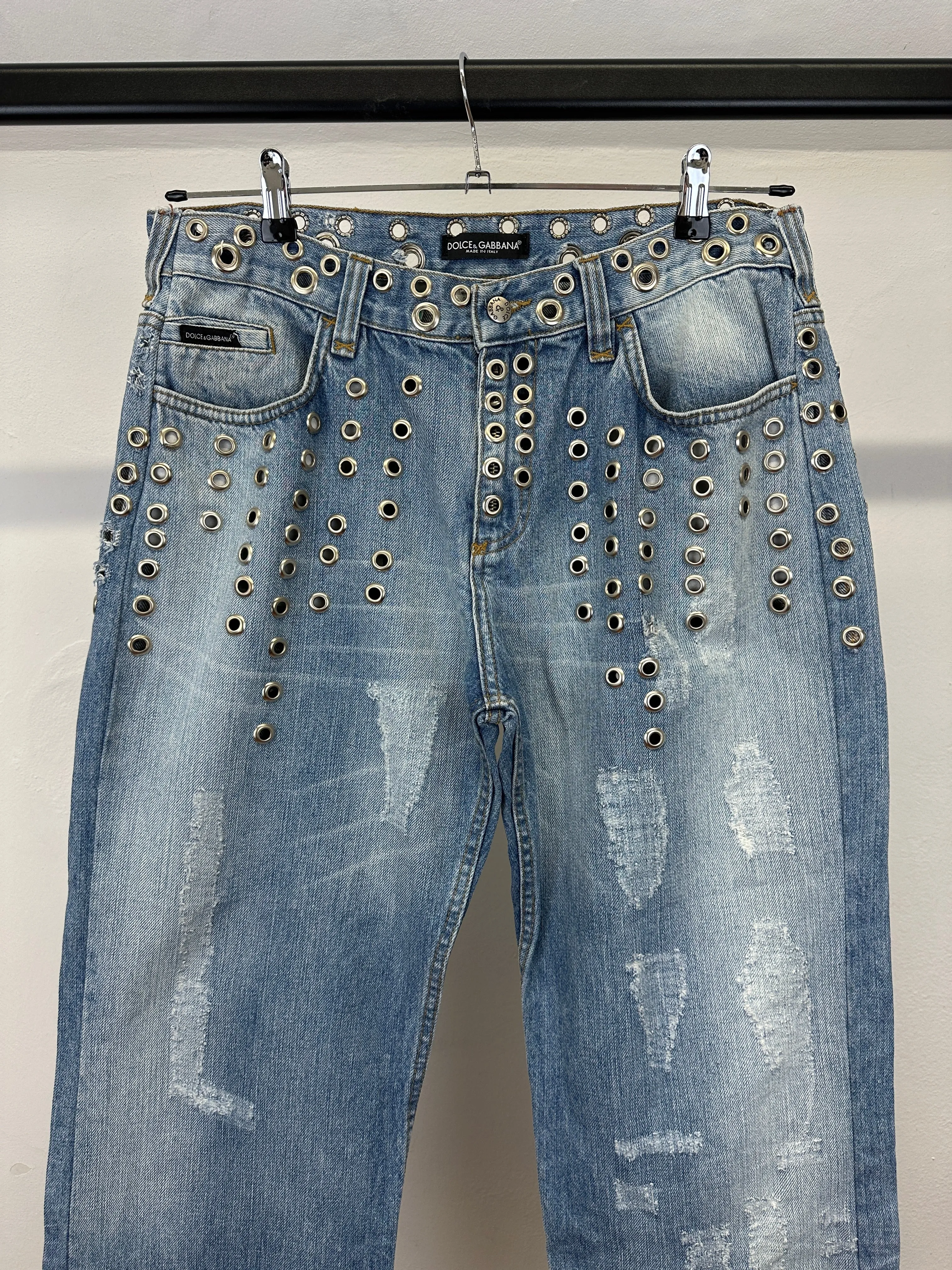 S/S2006 Dolce & Gabbana eyelets studded jeans