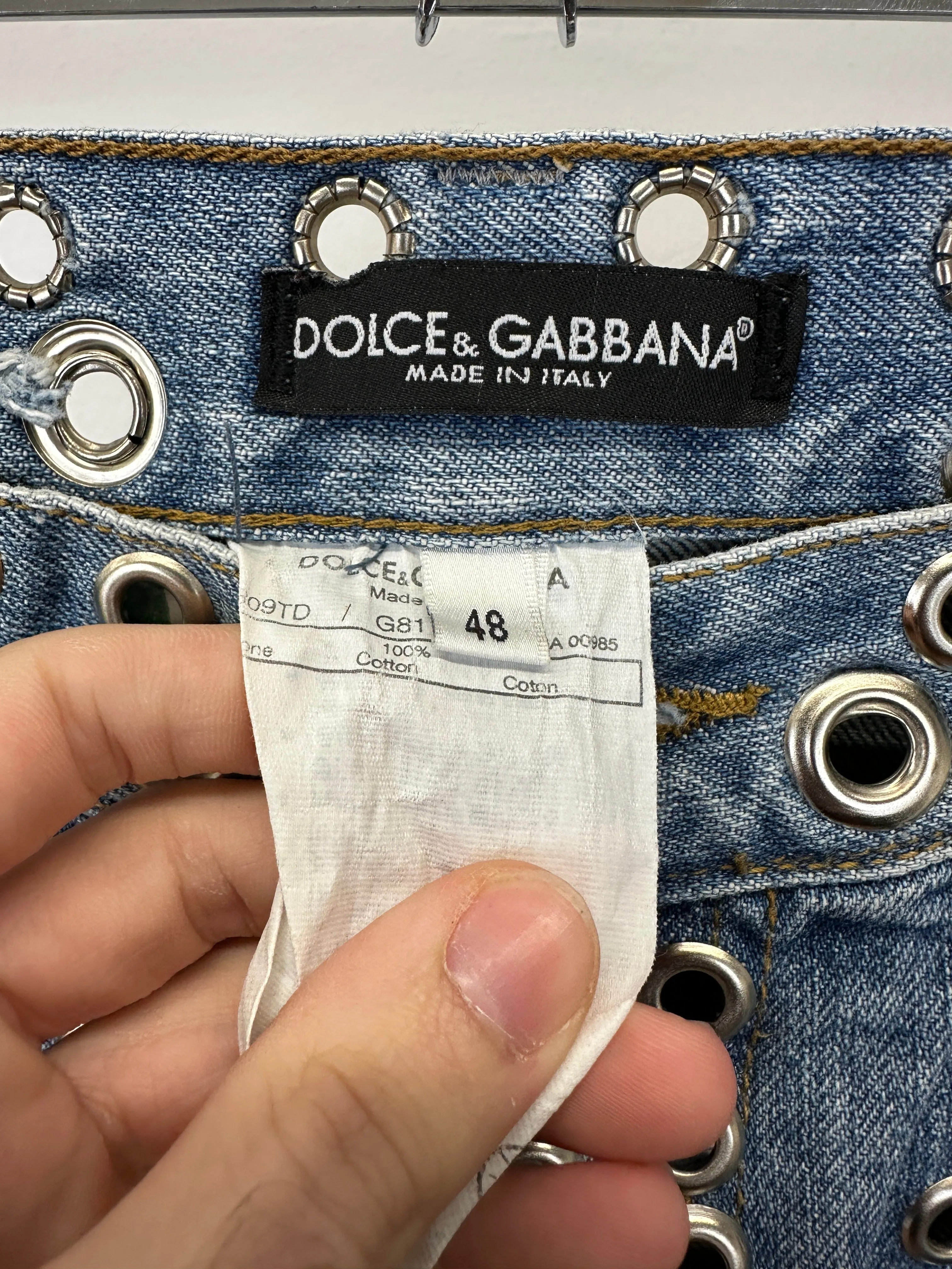 S/S2006 Dolce & Gabbana eyelets studded jeans