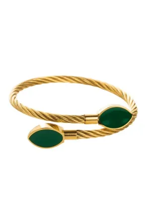 Stainless Steal Enamel Round Bangle Bracelet In Green