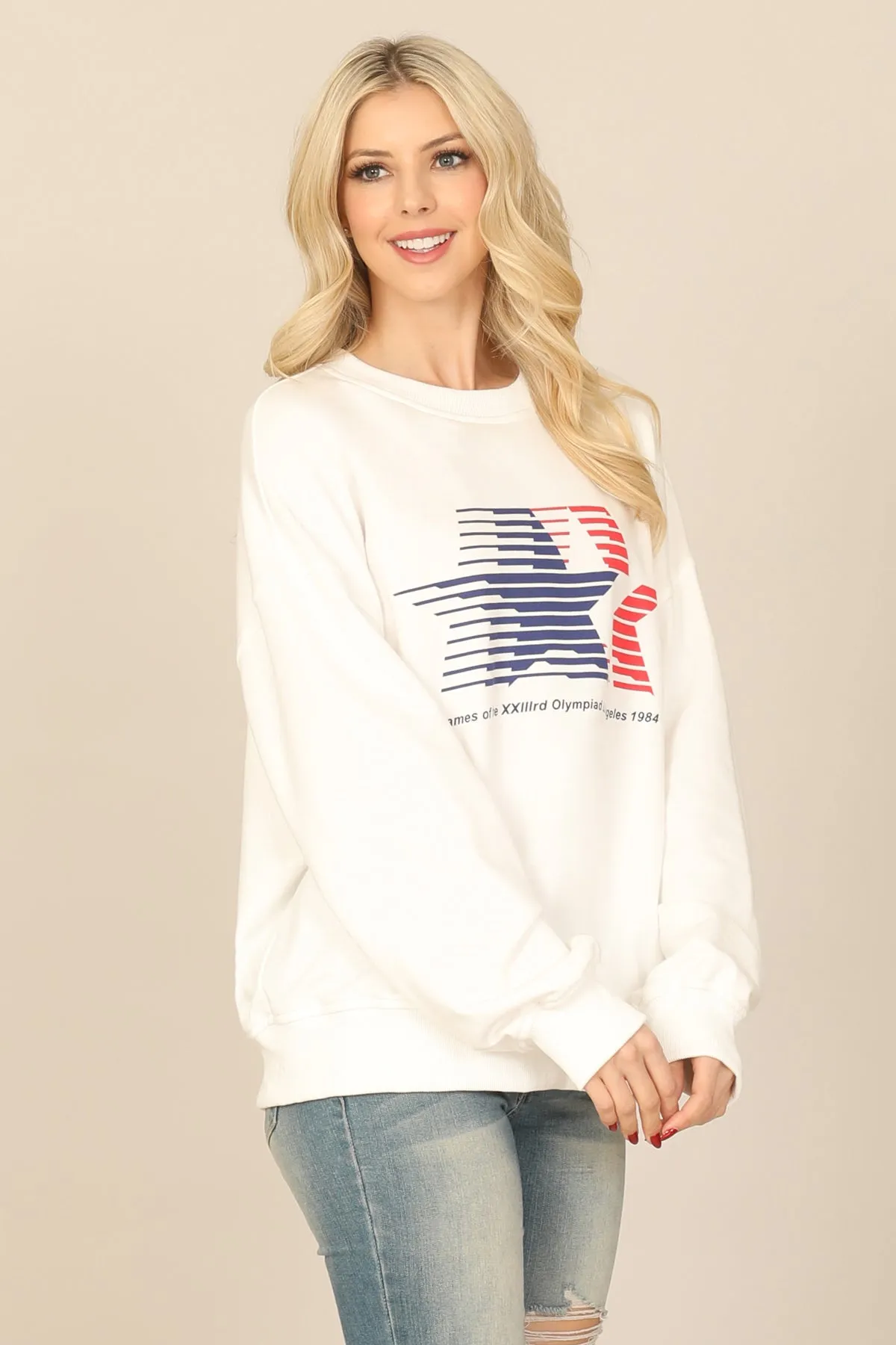 STAR STRIPE PRINT SWEATSHIRT
