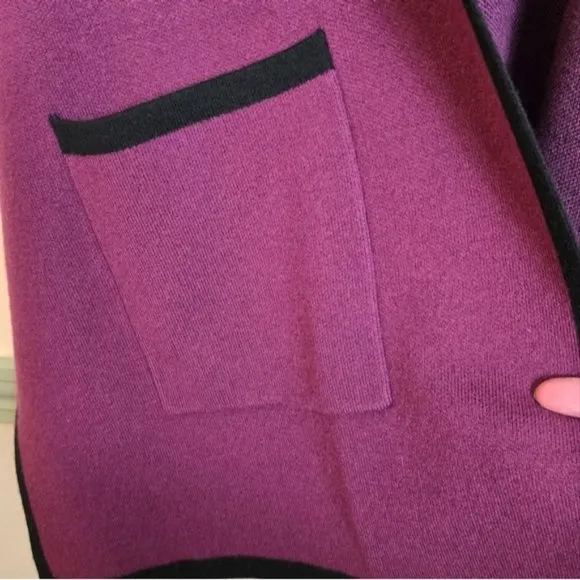 State Fusio Merino Wool Cashmere Womens Cardigan Berry Hooded Sweater Medium