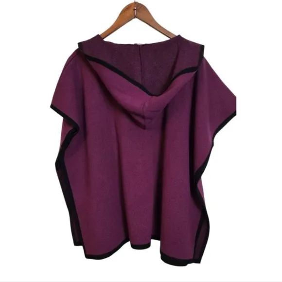 State Fusio Merino Wool Cashmere Womens Cardigan Berry Hooded Sweater Medium