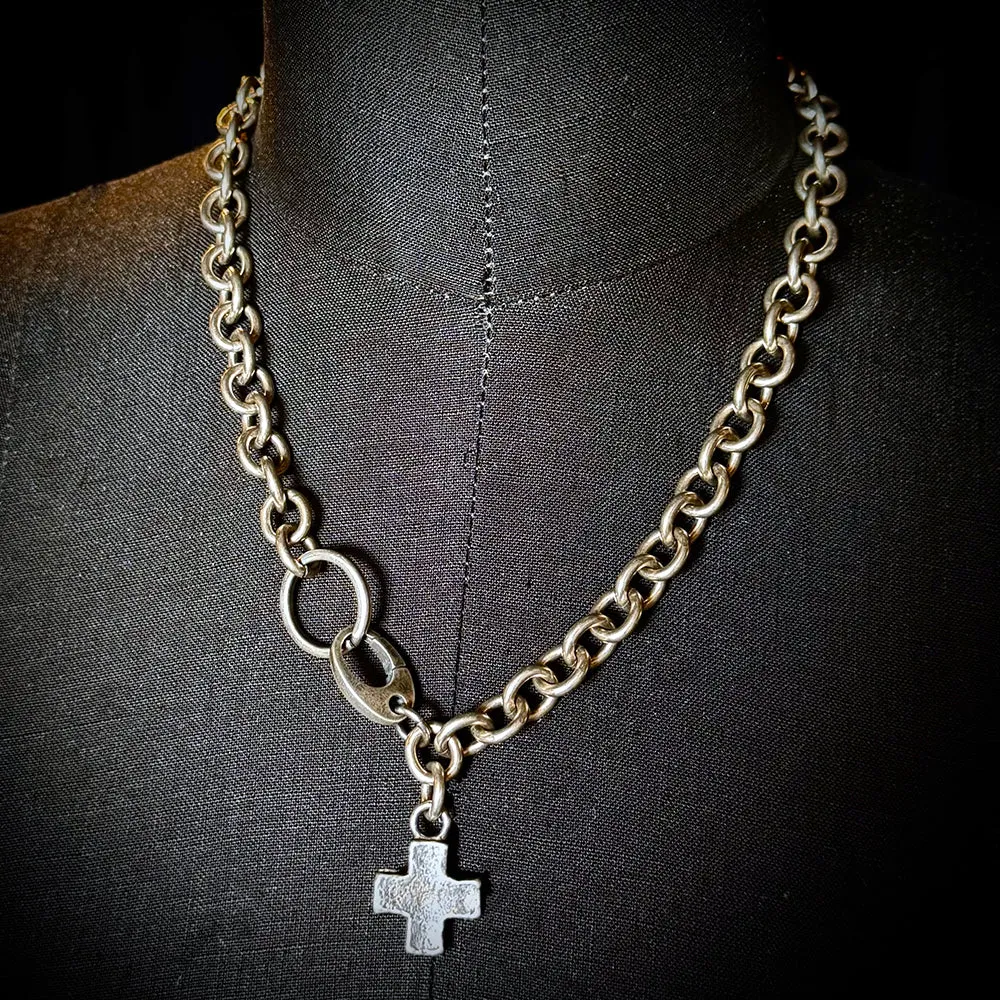 Sterling Silver Plus Sign Square Cross Necklace