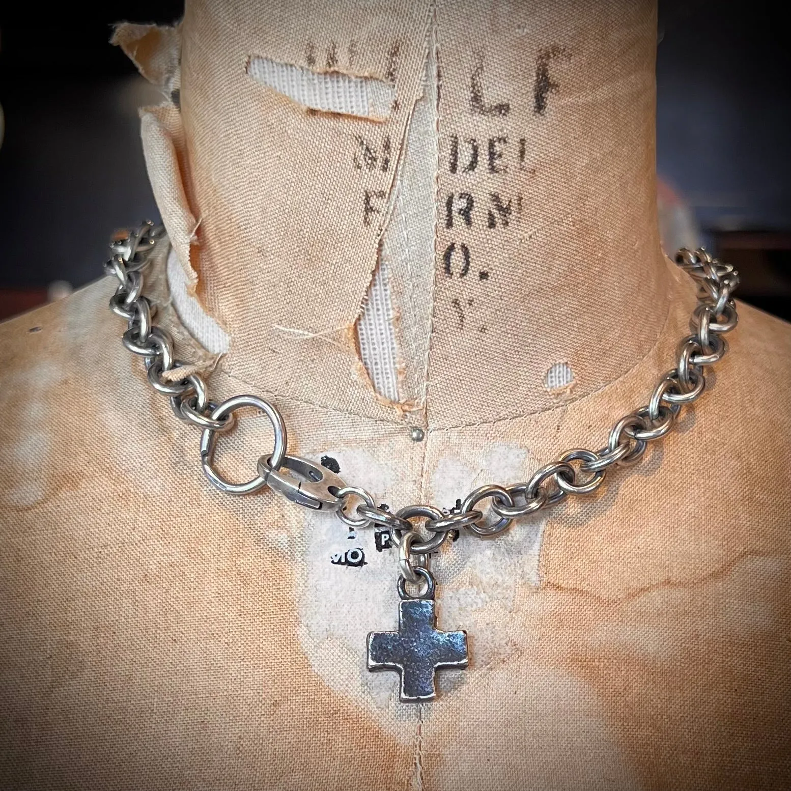 Sterling Silver Plus Sign Square Cross Necklace