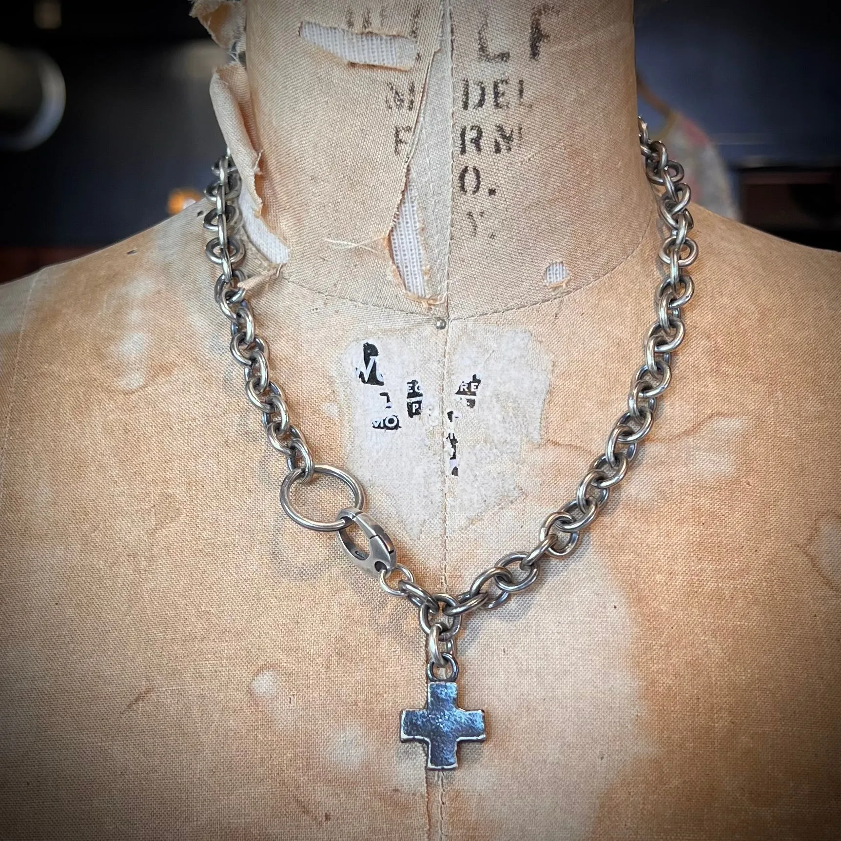 Sterling Silver Plus Sign Square Cross Necklace