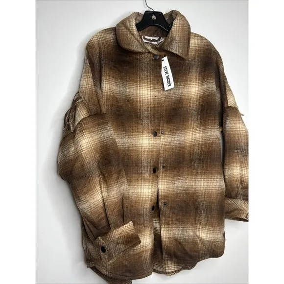 Steve Madden Fringe With Benefits Coat Cozy Casual Oversized Jacket Y2K sz S