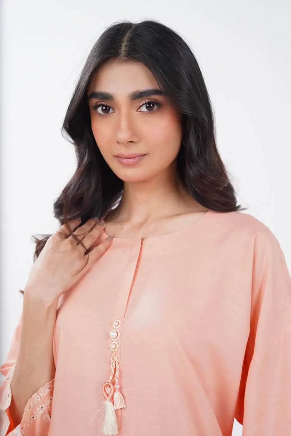 Stitched - 2 Pc Embroidered Raw Silk Outfit