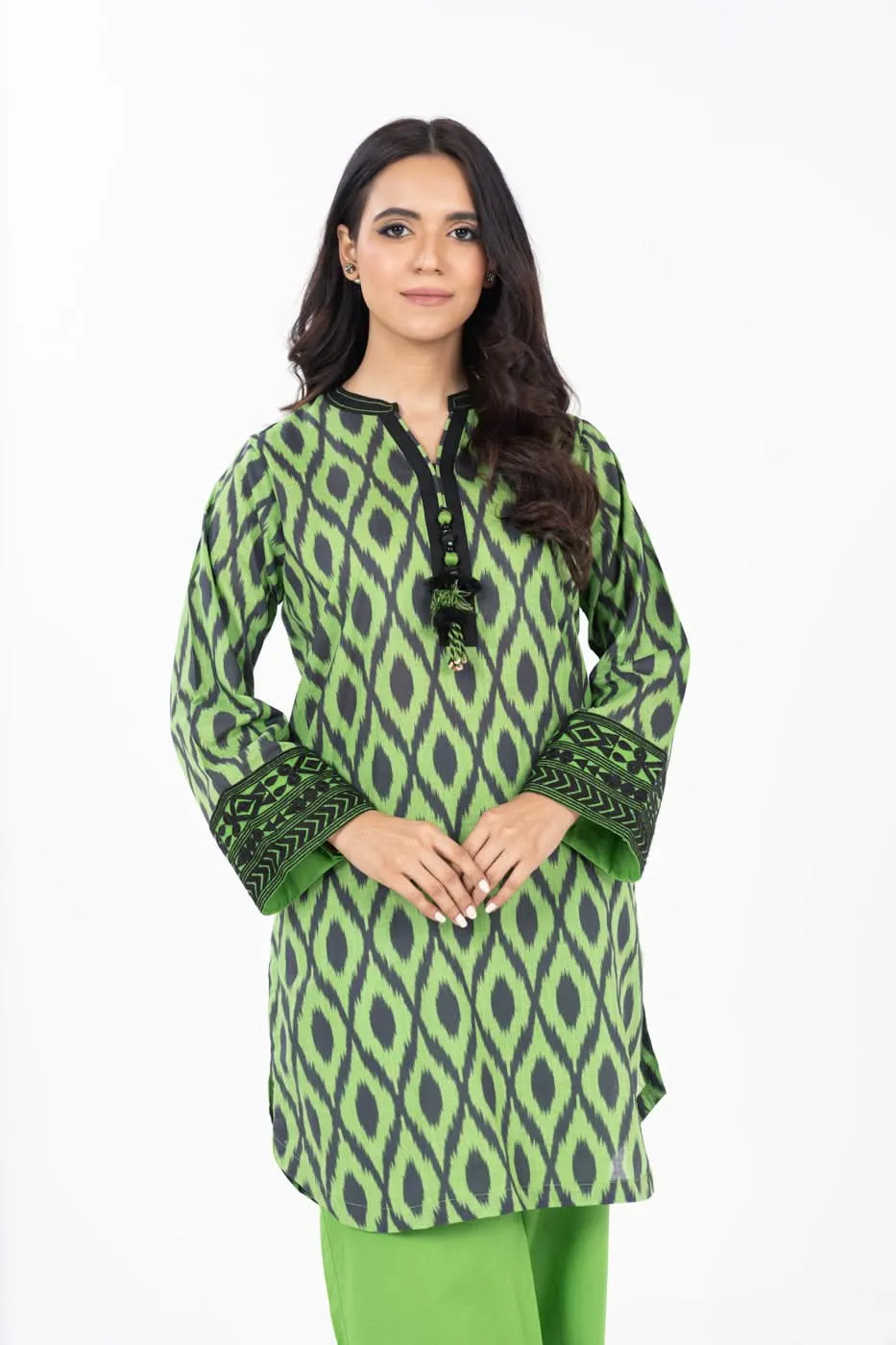 Stitched - 2 Pc Embroidered Slub Outfit