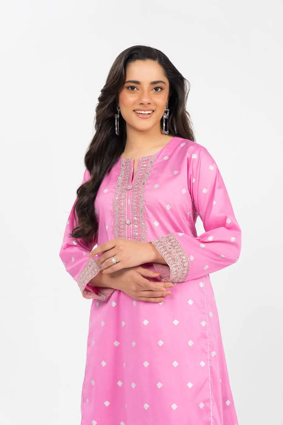 Stitched - 3 Pc Embroidered Cambric Outfit
