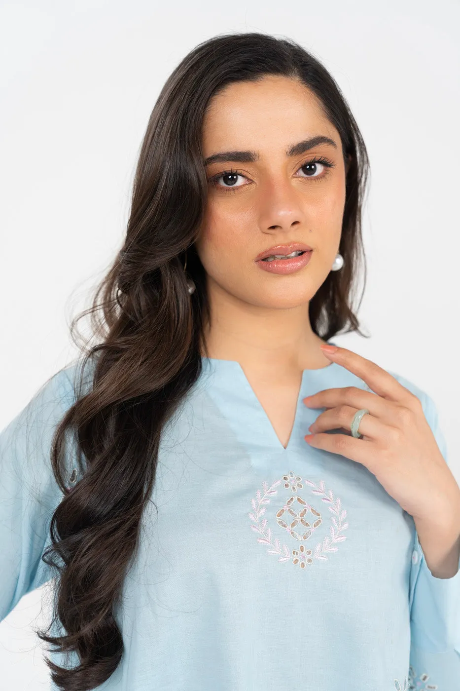 Stitched - Printed Embroidered Cambric Kurta