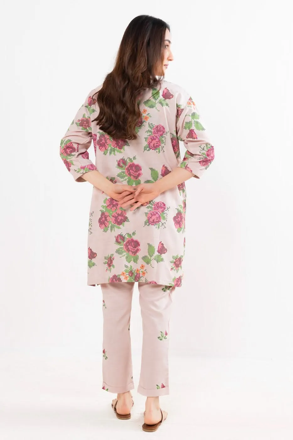 Stitched - Printed Raw Silk Kurti