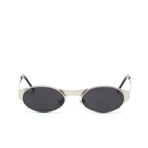 //Style 7825// Vintage 90s New Old Stock Industrial Spring Hinge Sunglasses - Silver