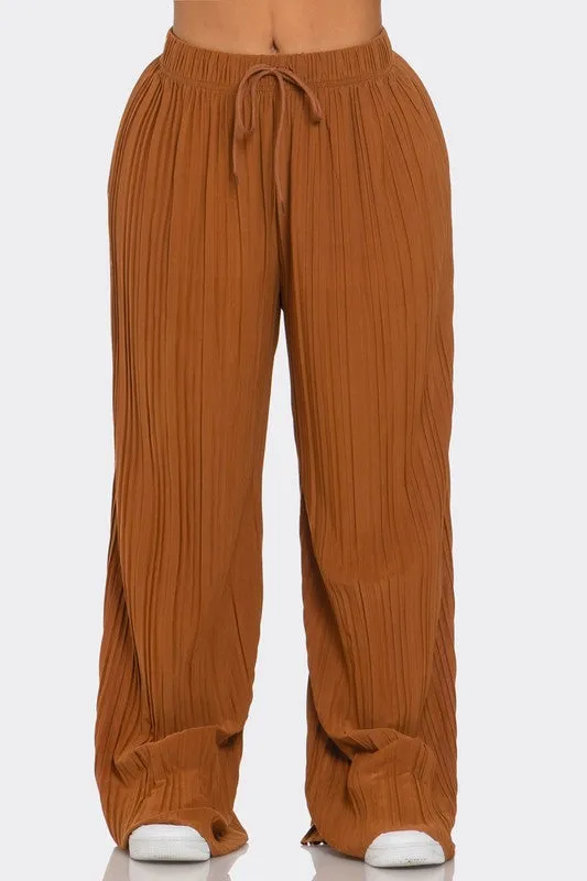 SUMMER BREEZE PLISS PANTS - MOCHA