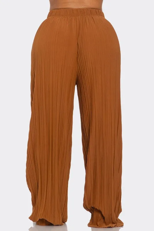 SUMMER BREEZE PLISS PANTS - MOCHA