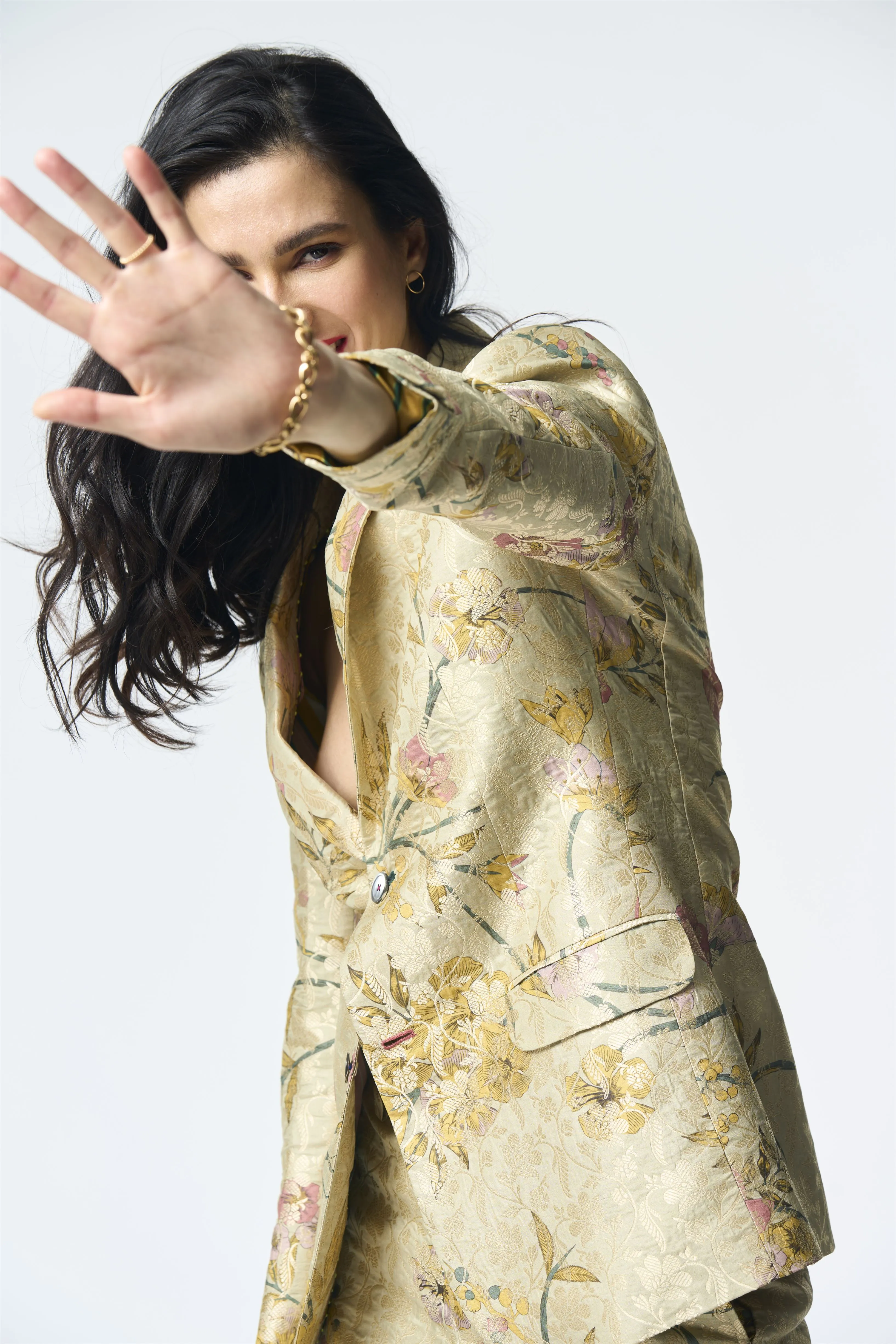 Summer-Jacket Blazer Rana Mint Silk Brocade-Fashion Edit Orchard-WOW306SB535-SUKETDHIR