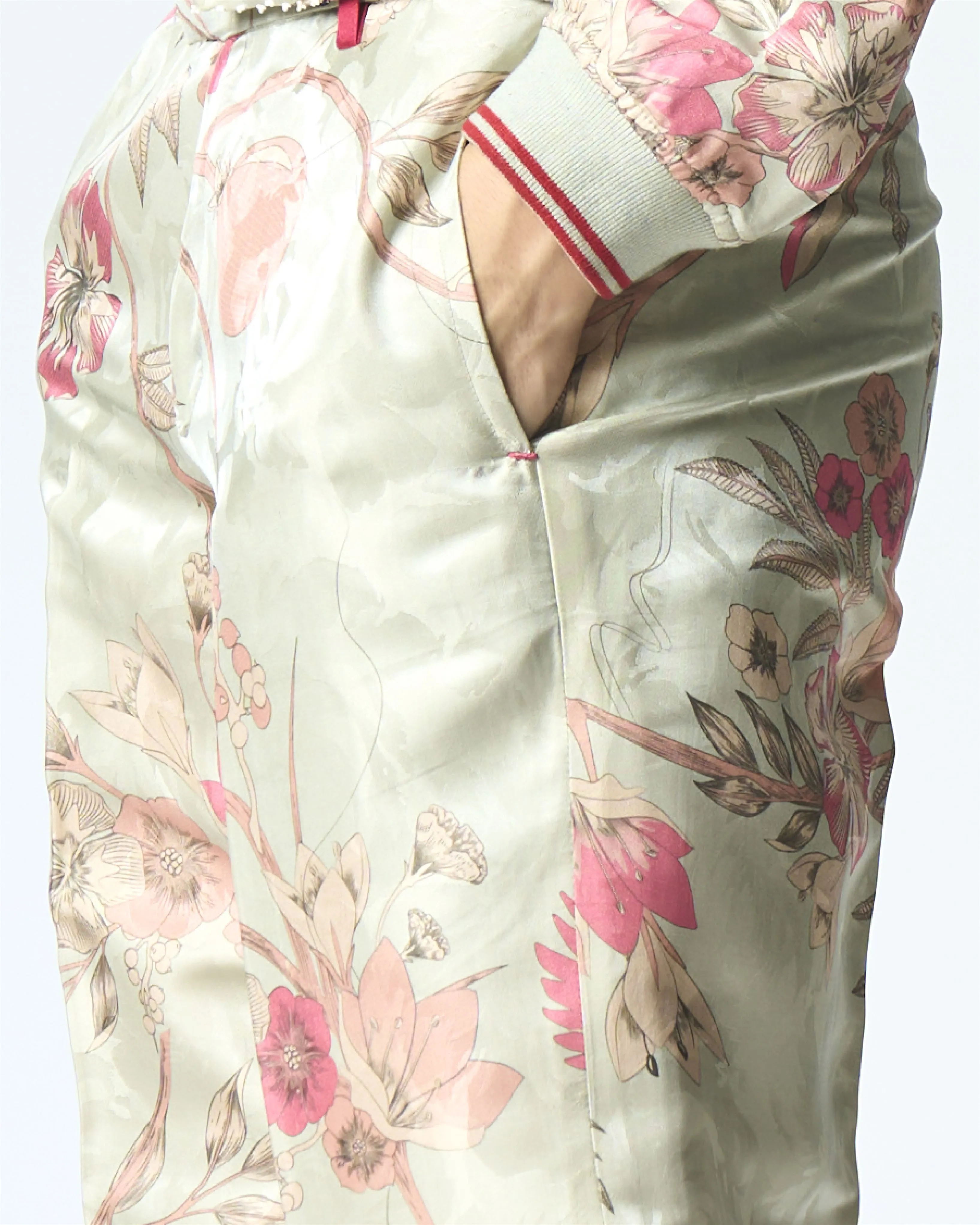 Summer-Trousers Straight Fit Blue Silk Damask-Fashion Edit Orchard-WP532SJ545-SUKETDHIR