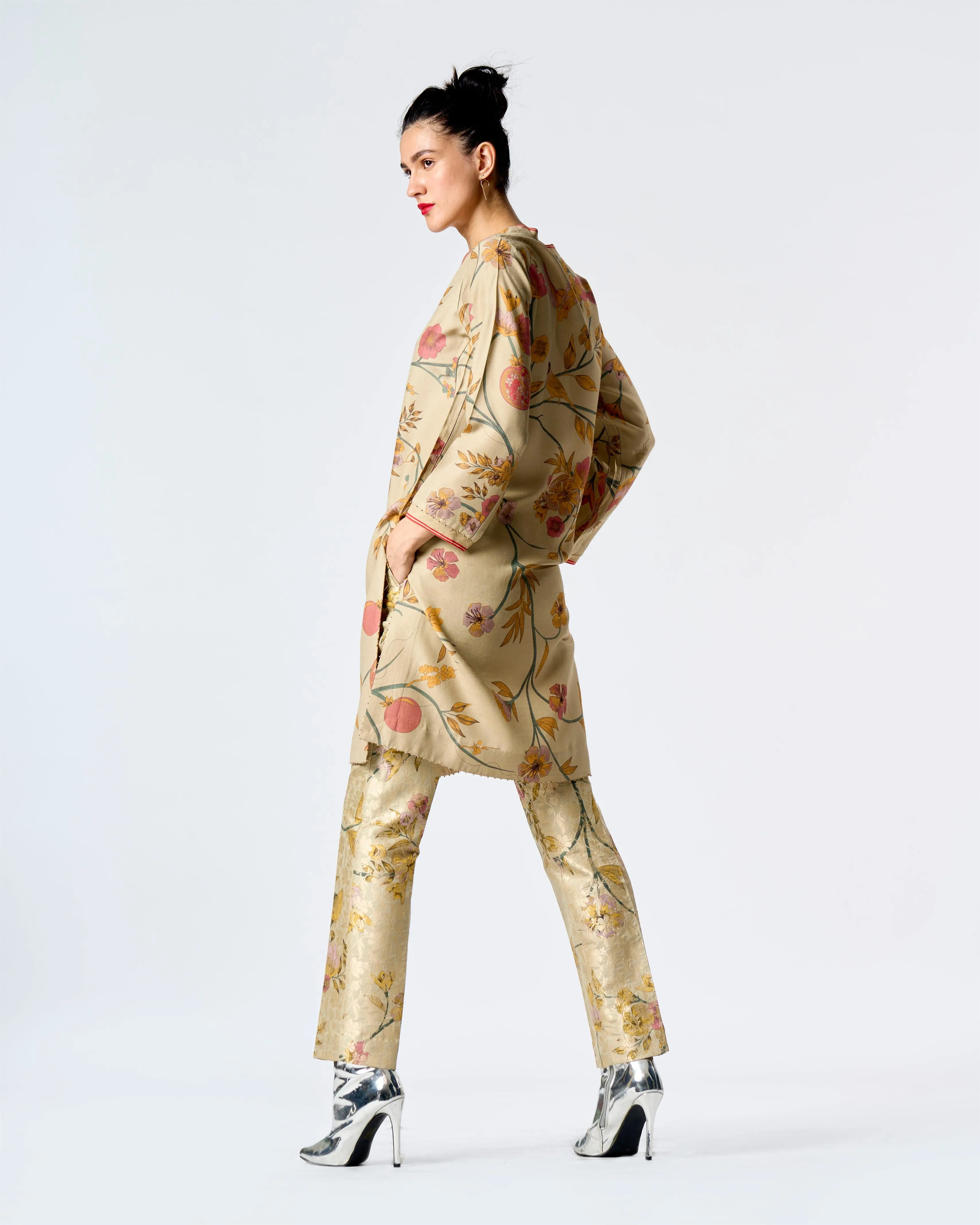 Summer-Tunic Kurta V Neck Mint Muga Satin Silk-Fashion Edit Orchard-WP507MT535-SUKETDHIR
