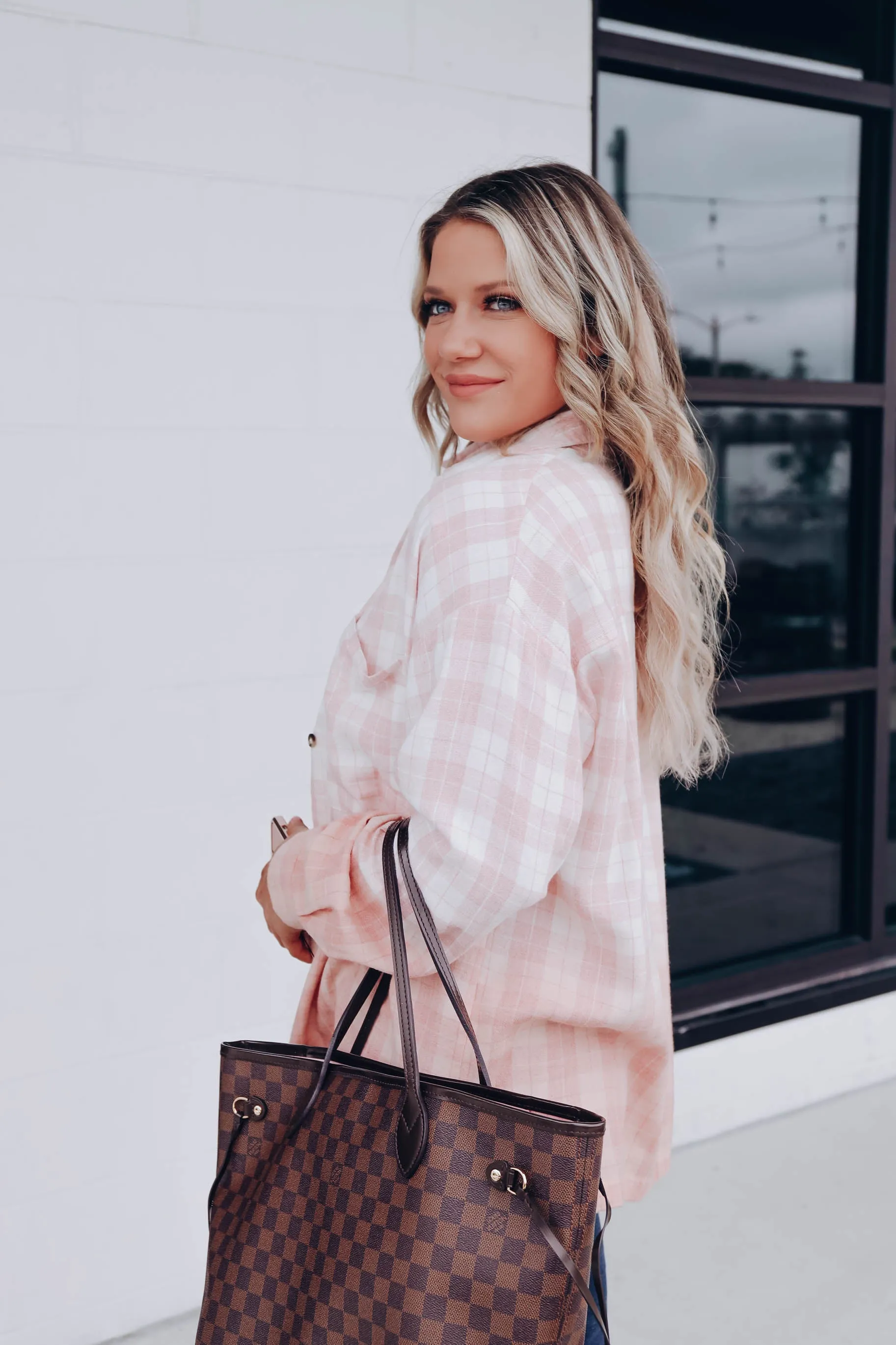 Sunset's Kiss Oversized Plaid Flannel - Pink