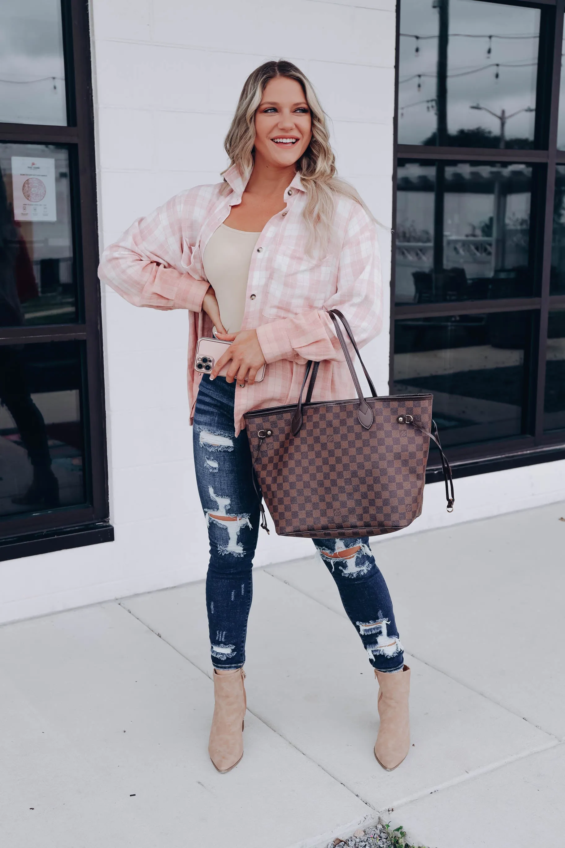 Sunset's Kiss Oversized Plaid Flannel - Pink