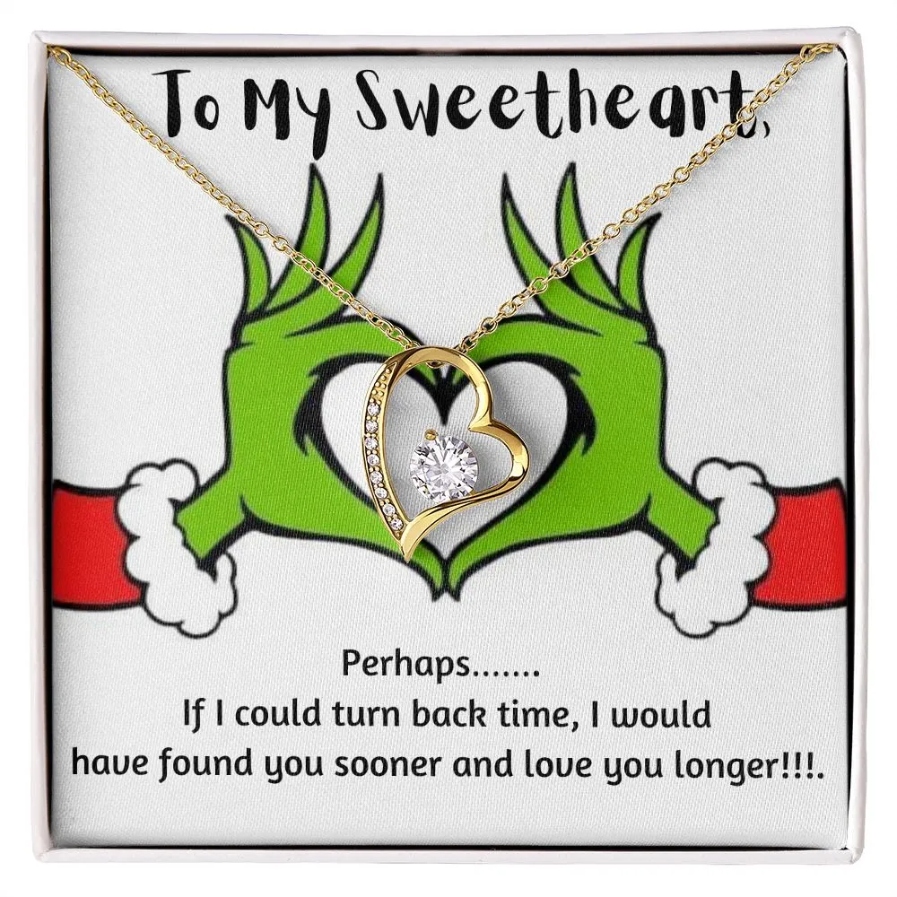 Sweetheart  Heart Necklace- Grinch Message Card