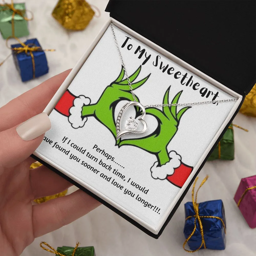 Sweetheart  Heart Necklace- Grinch Message Card