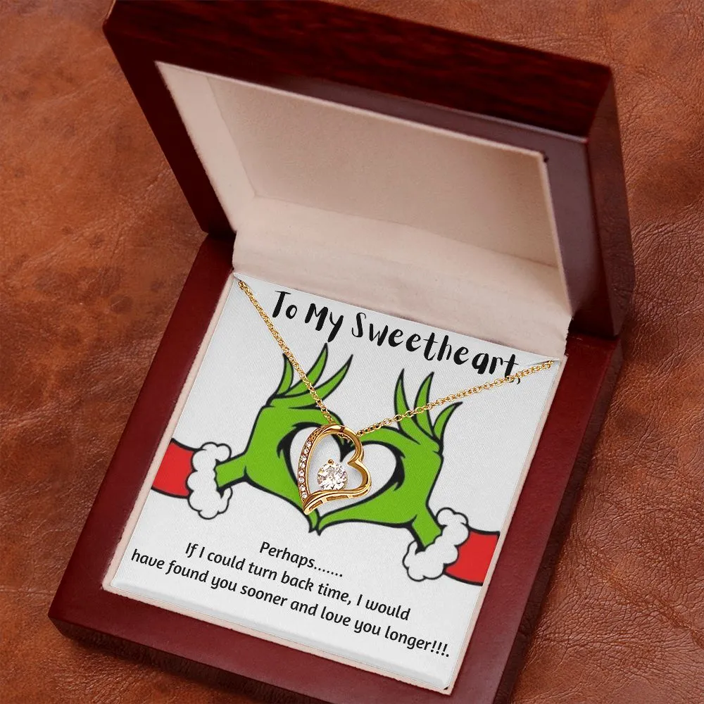 Sweetheart  Heart Necklace- Grinch Message Card