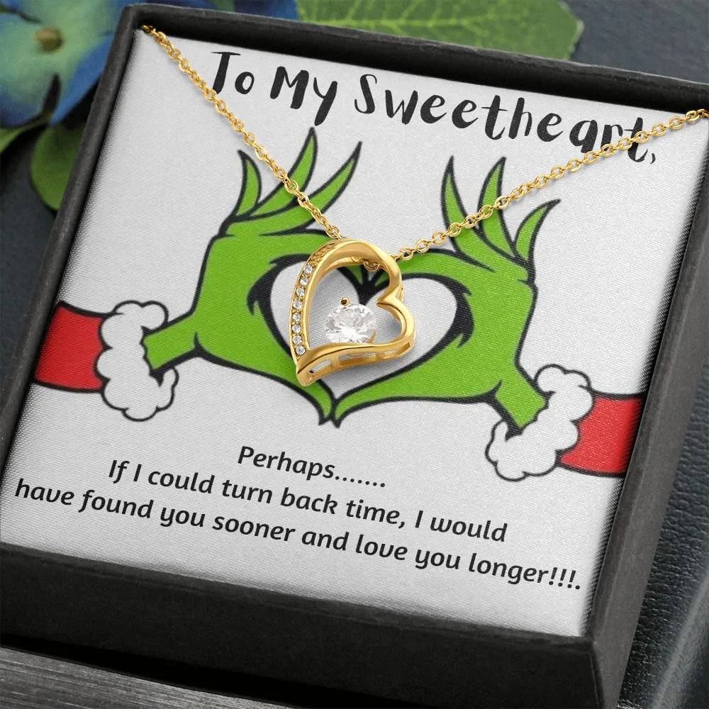 Sweetheart  Heart Necklace- Grinch Message Card