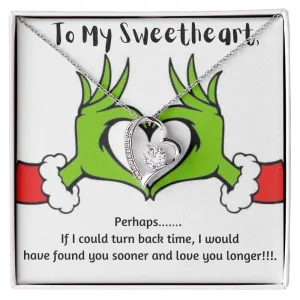 Sweetheart  Heart Necklace- Grinch Message Card
