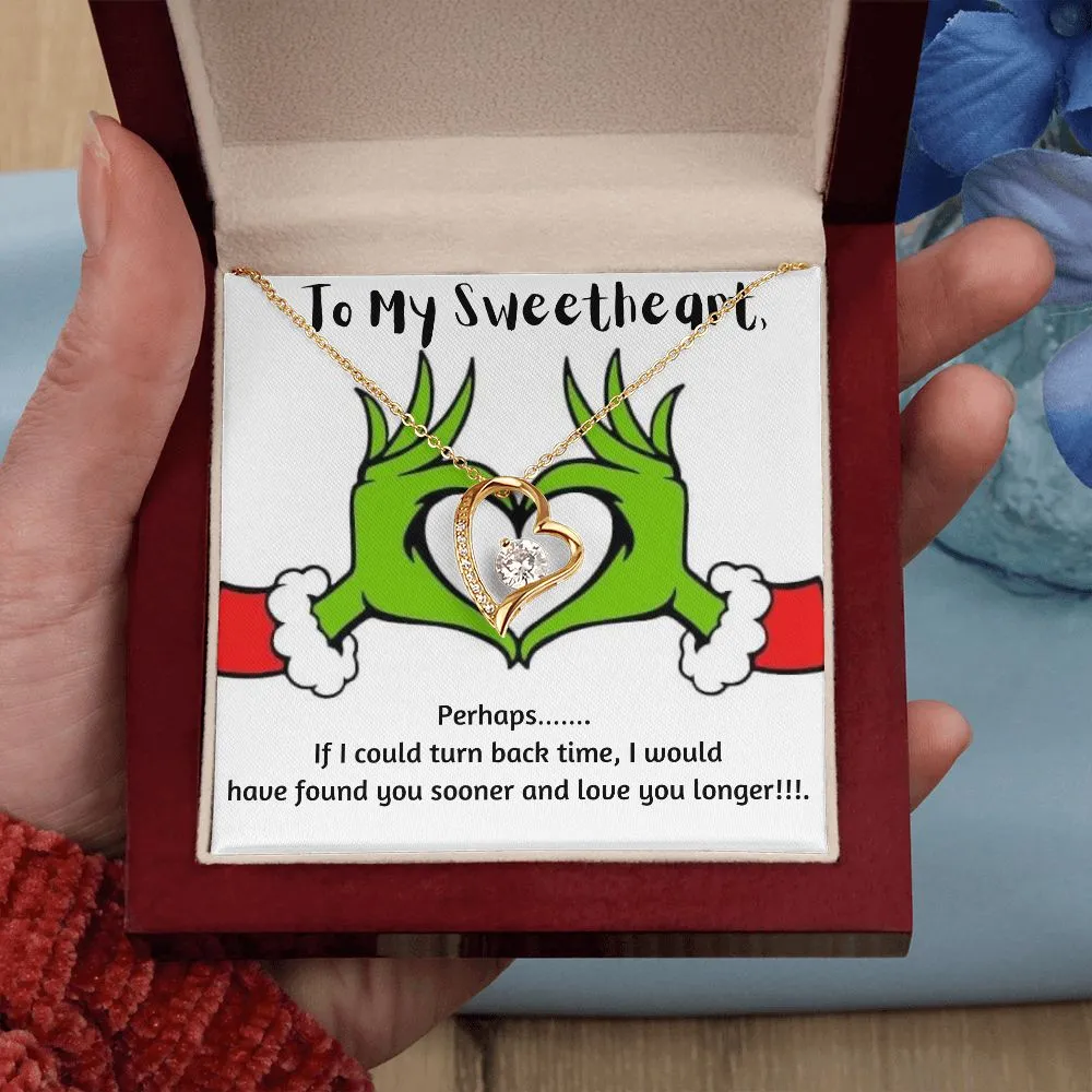 Sweetheart  Heart Necklace- Grinch Message Card