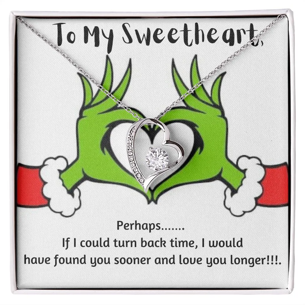 Sweetheart  Heart Necklace- Grinch Message Card