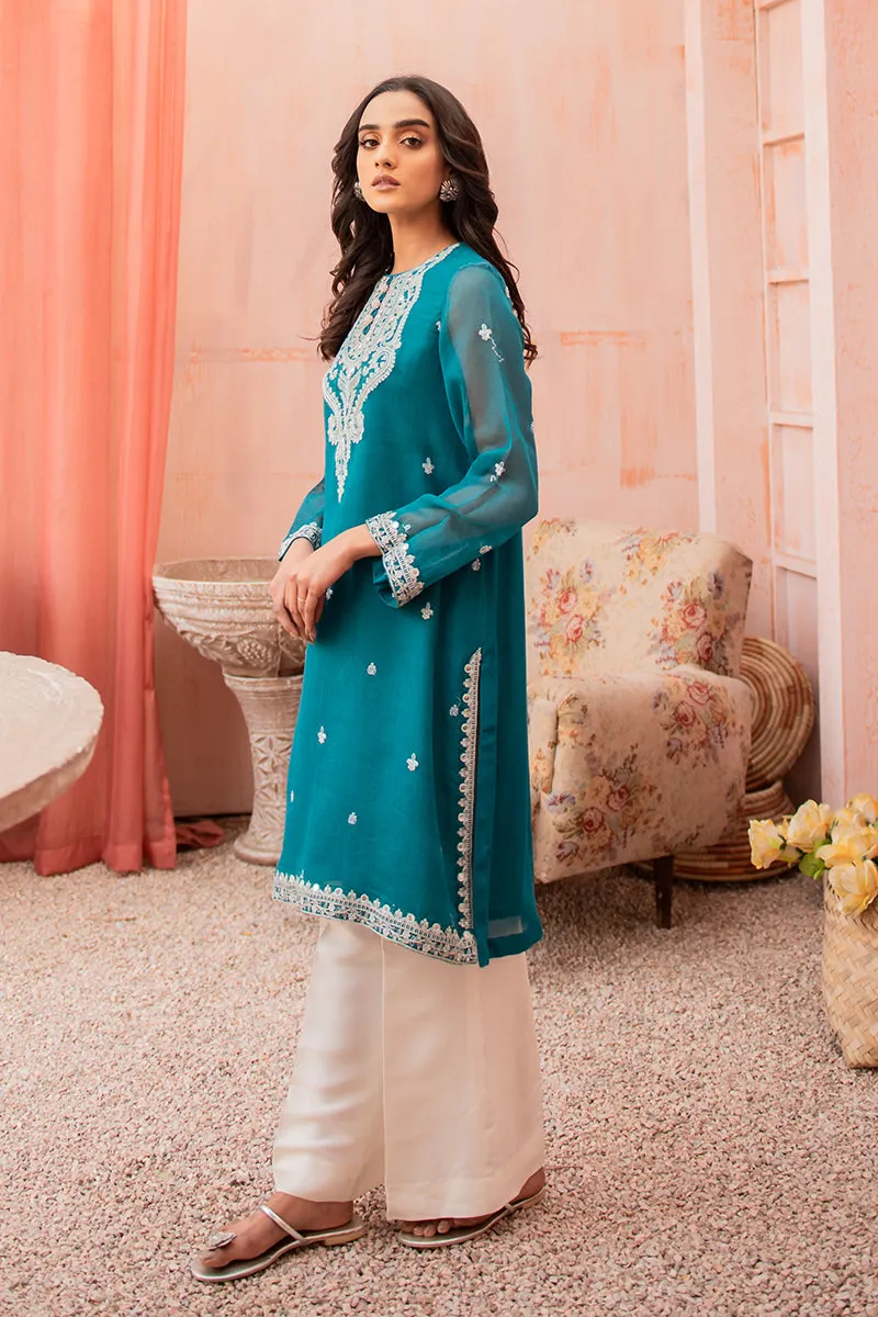 TEAL RASHAM EMBELLISHED SHIRT