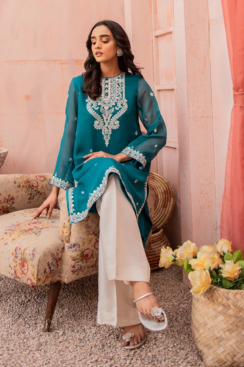 TEAL RASHAM EMBELLISHED SHIRT