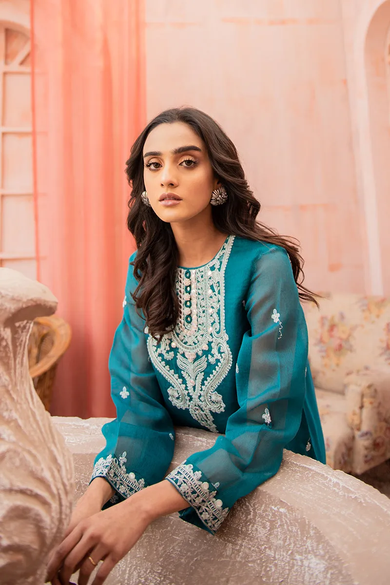 TEAL RASHAM EMBELLISHED SHIRT