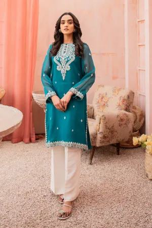 TEAL RASHAM EMBELLISHED SHIRT