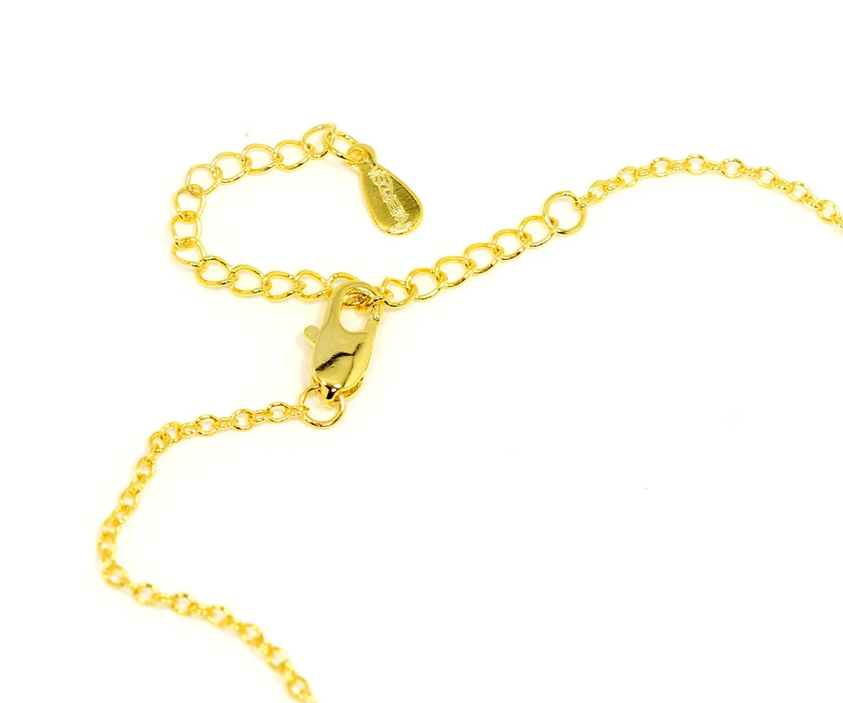 Teardrop Leather Inlay Crystal Gold Necklace
