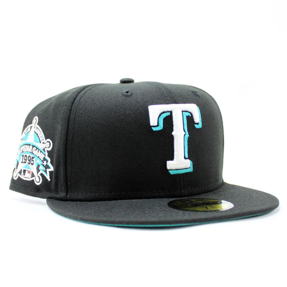 Texas Rangers 1995 All Star Game New Era 59Fifty Fitted Hat (Black Aqua Under Brim)