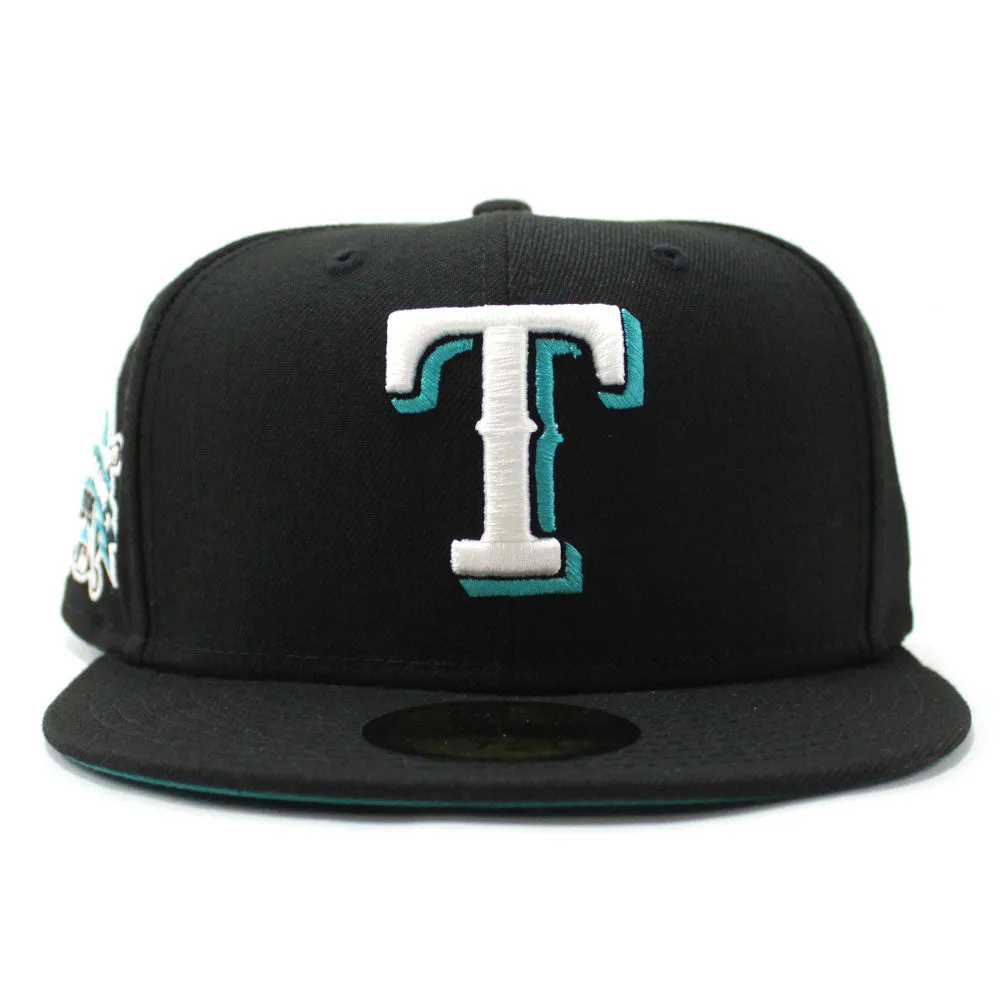 Texas Rangers 1995 All Star Game New Era 59Fifty Fitted Hat (Black Aqua Under Brim)