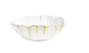 Thanni Mystic Medium Round Bowl White and Gold