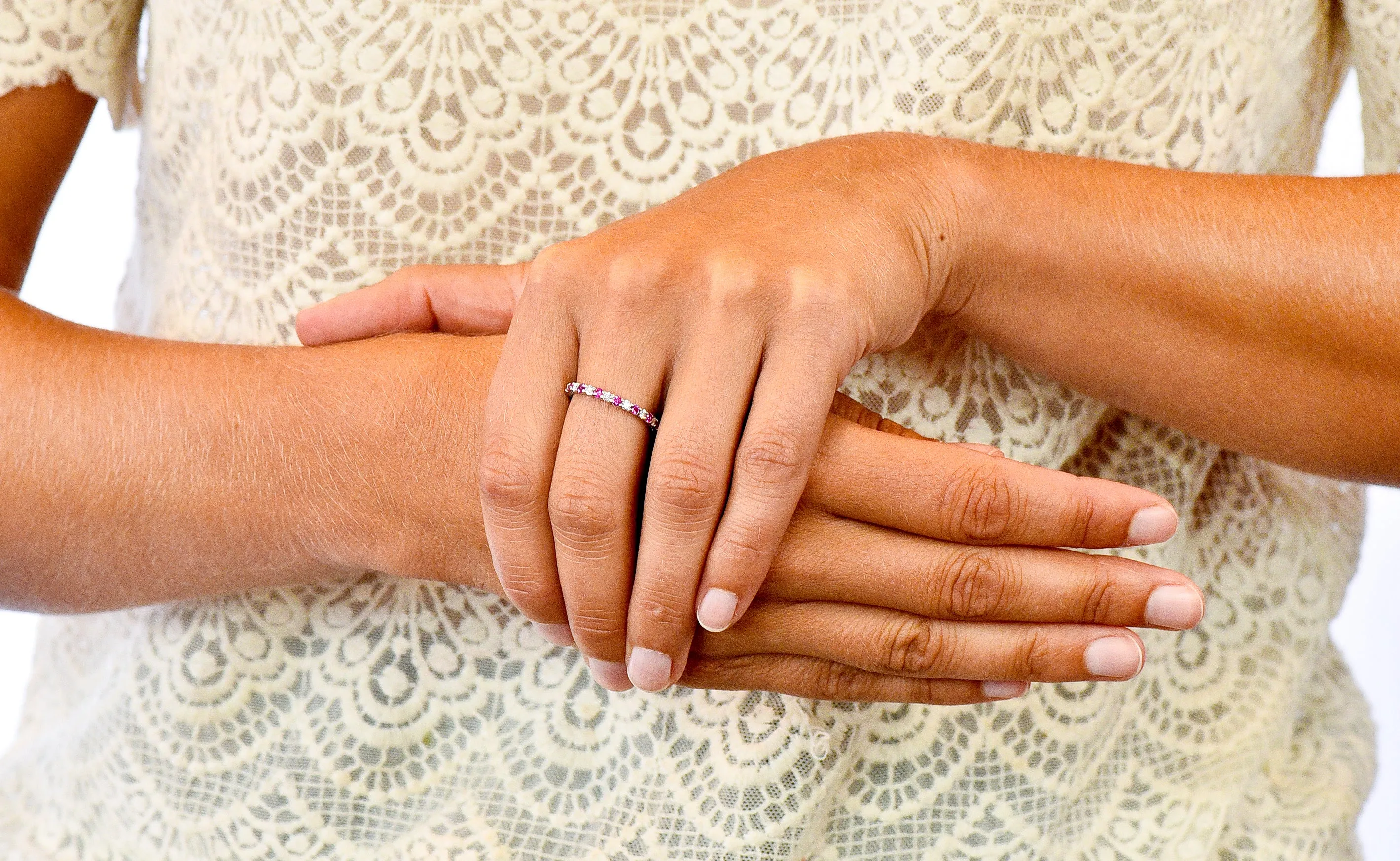 Tiffany & Co. 1.05 CTW Diamond Pink Sapphire Platinum Eternity Band