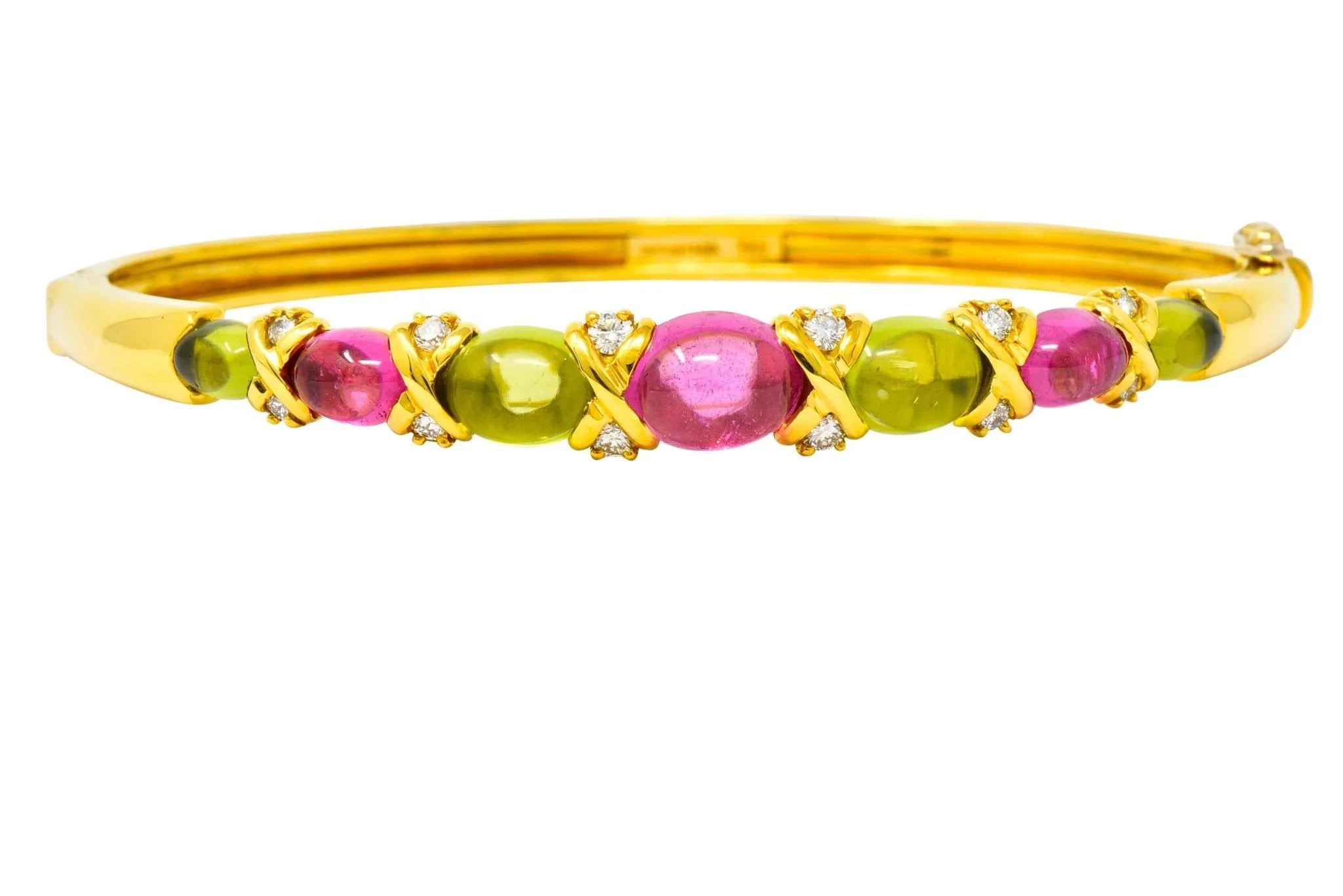 Tiffany & Co. 1990's Vintage Tourmaline Peridot Diamond Bangle Bracelet