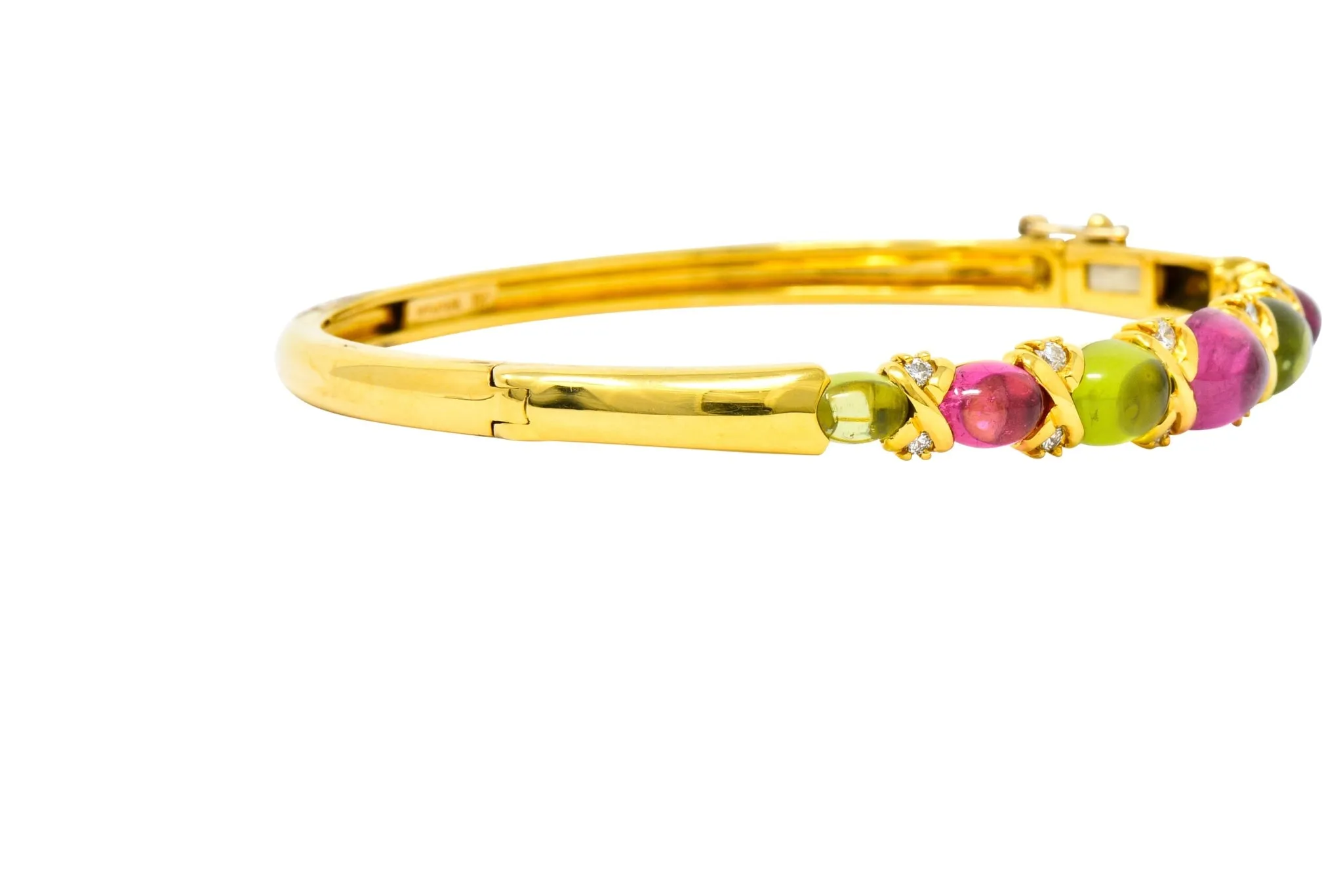 Tiffany & Co. 1990's Vintage Tourmaline Peridot Diamond Bangle Bracelet