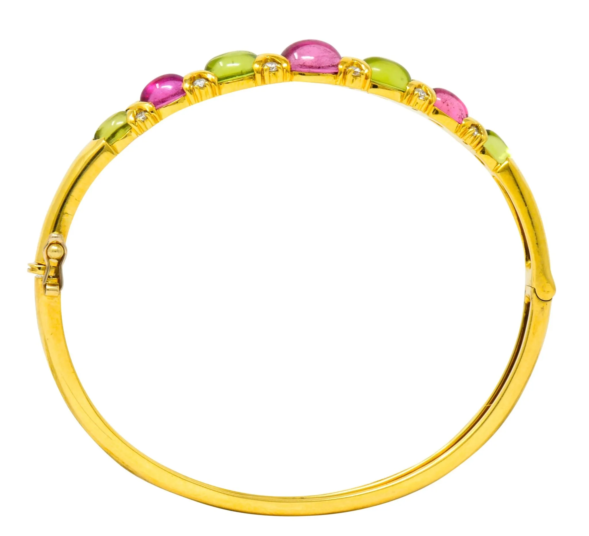 Tiffany & Co. 1990's Vintage Tourmaline Peridot Diamond Bangle Bracelet