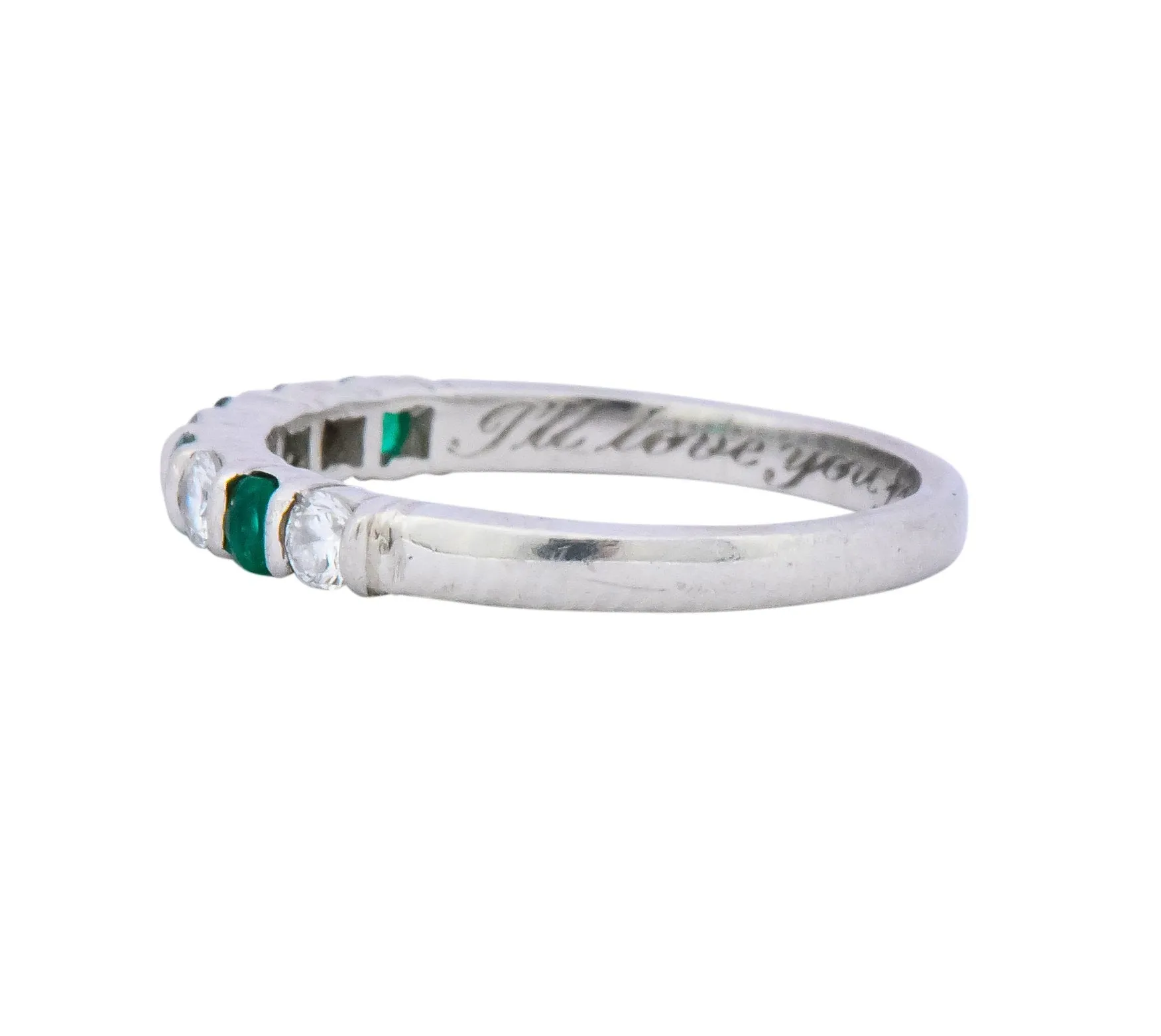 Tiffany & Co. Contemporary 0.24 CTW Diamond Emerald Platinum Anniversary Band Ring