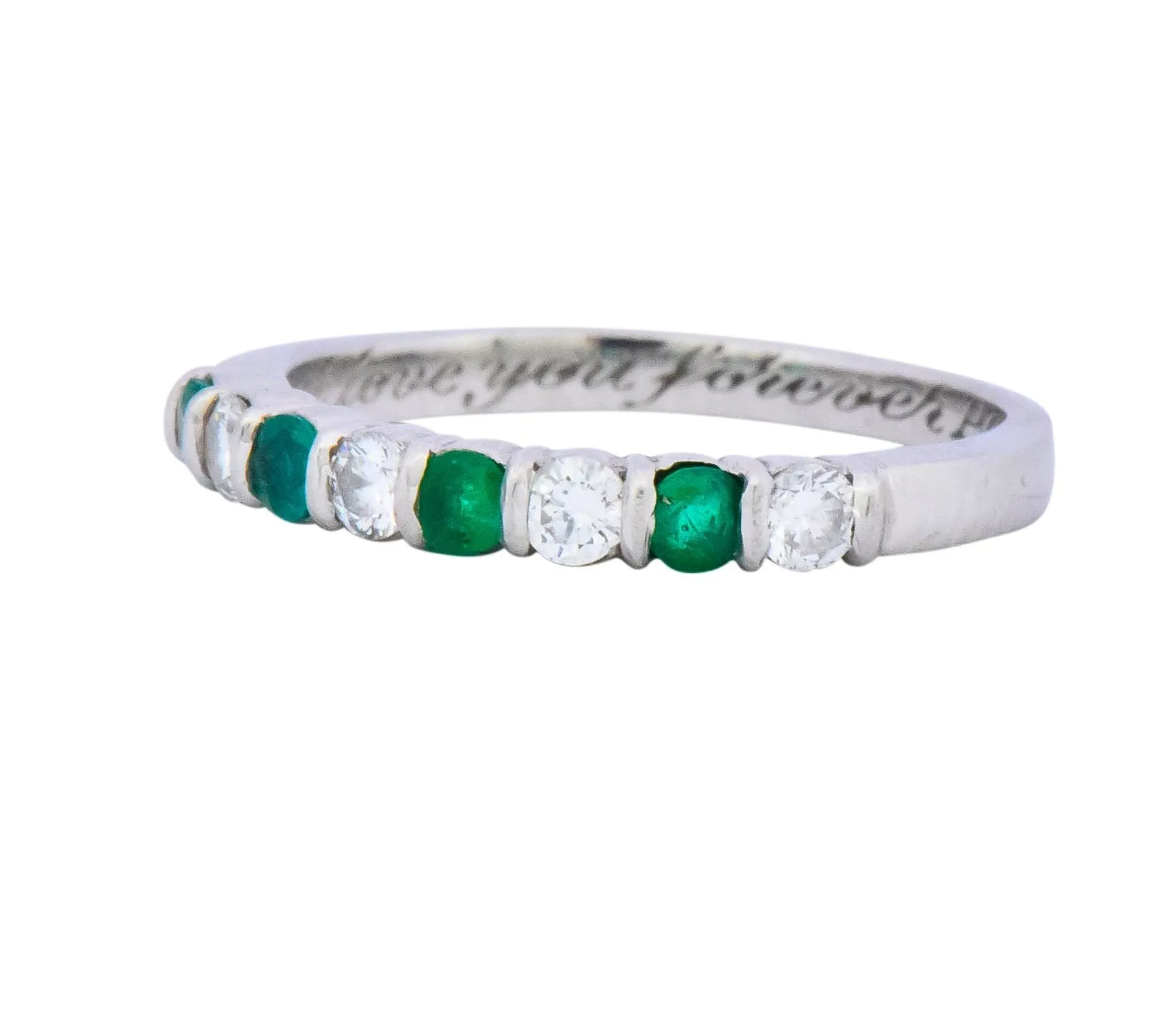 Tiffany & Co. Contemporary 0.24 CTW Diamond Emerald Platinum Anniversary Band Ring