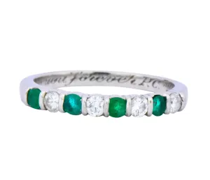 Tiffany & Co. Contemporary 0.24 CTW Diamond Emerald Platinum Anniversary Band Ring