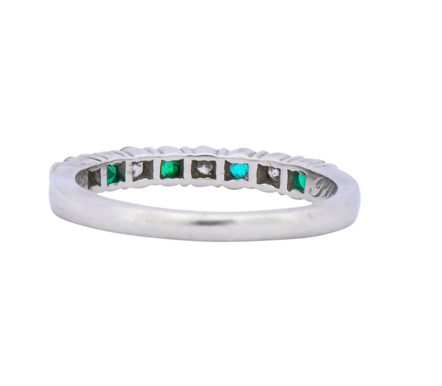 Tiffany & Co. Contemporary 0.24 CTW Diamond Emerald Platinum Anniversary Band Ring